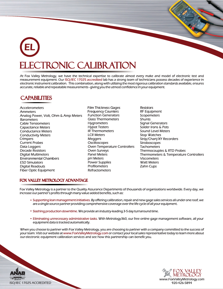 Electronic Calibration Services Sell Sheet